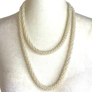 Vintage Faux Mini Pearls Rope Necklace